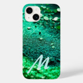 Mit Monogramm grüner Glitzer Case-Mate iPhone Hülle (Rückseite)