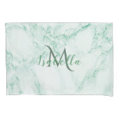 Mit Monogramm grüner Marmor Kissenbezug (Vorderseite)