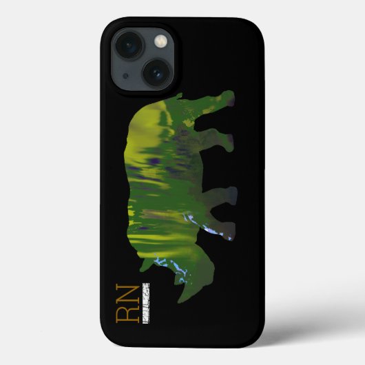 mit Monogramm-grüner Nashorn Case-Mate iPhone Hülle (Rückseite)