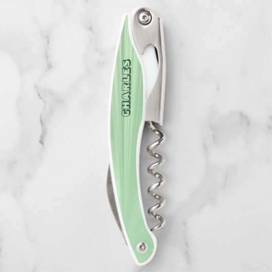 Mit Monogramm grüner Satin Kellnermesser (Rückseite)