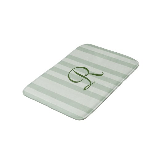 Mit Monogramm, grüner Streifen Badematte (Schrägansicht)