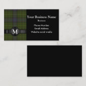 Mit Monogramm grüner Tartan kariert Visitenkarte (Vorne/Hinten)