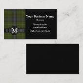 Mit Monogramm grüner Tartan kariert Visitenkarte (Vorne/Hinten)
