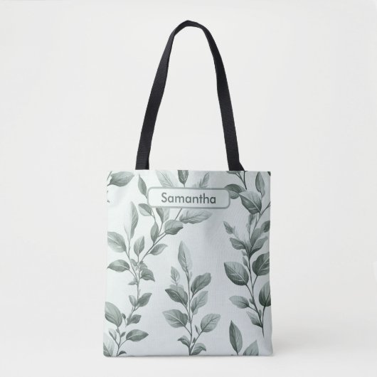 Mit Monogramm grünes botanisches Muster Tasche (Vorderseite)