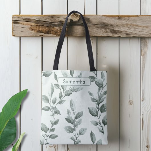 Mit Monogramm grünes botanisches Muster Tasche