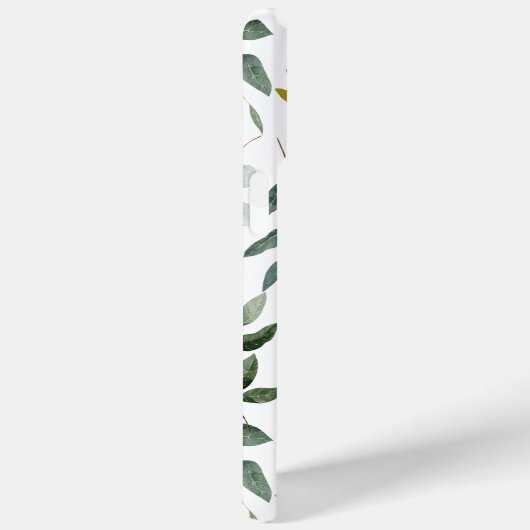 Mit Monogramm grünes Eukalyptus-tropisches Blätter Case-Mate iPhone Hülle (Rückseite / Rechts)