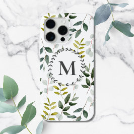 Mit Monogramm grünes Eukalyptus-tropisches Blätter Case-Mate iPhone Hülle