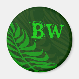 Mit Monogramm grünes Farn-Blätter Magnet