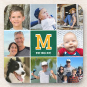 Mit Monogramm Grünes Gold für Fotosammlungen Getränkeuntersetzer (Vorderseite)