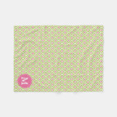 Mit Monogramm grünes Pink Diamonds Ikat Pattern Fleecedecke (Vorderseite (Horizontal))