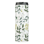 Mit Monogramm grünes tropisches Eukalyptus-Muster Thermosbecher (Rückseite)