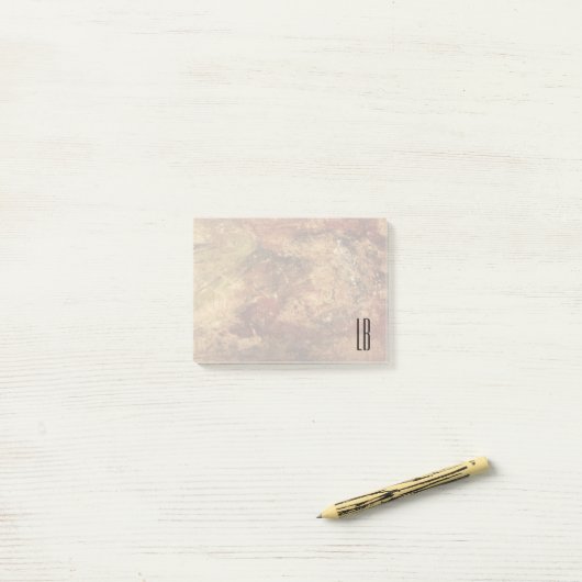 Mit Monogramm Grunge-Textur Post-it Klebezettel (Auf Schreibtisch)