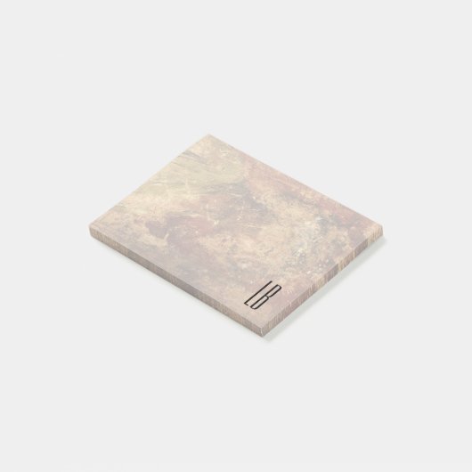 Mit Monogramm Grunge-Textur Post-it Klebezettel (angewinkelt)