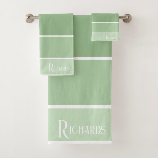 Mit Monogramm Grüntöne mit Weiß Badhandtuch Set (Insitu)
