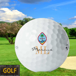 Mit Monogramm Guamanianischer Flaggen & Guam, USA Golfball