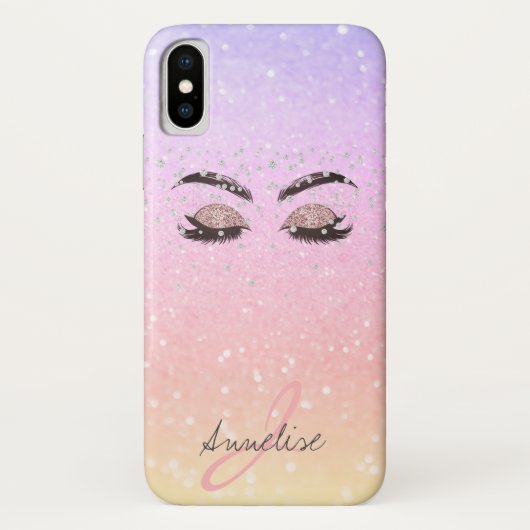 Mit Monogramm, gürtelglänzende Glitzer Case-Mate iPhone Hülle (Rückseite)