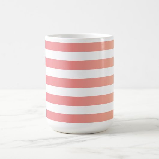 Mit Monogramm, gürtelrosa Pfirsichfarben Streifen Kaffeetasse (Mittel)