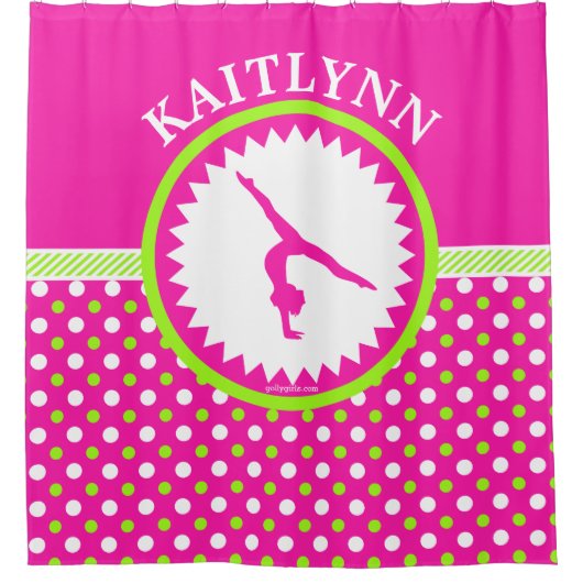 Mit Monogramm Gymnastik rosa und grüne Duschvorhang (Vorderseite)