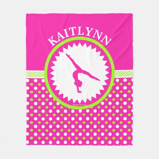 Mit Monogramm Gymnastik rosa und grüne Fleecedecke (Vorderseite)