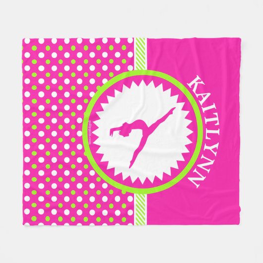 Mit Monogramm Gymnastik rosa und grüne Fleecedecke (Vorderseite (Horizontal))