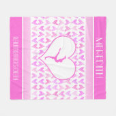 Mit Monogramm Gymnastik-Rosawatercolor-Herzen Fleecedecke (Vorderseite (Horizontal))