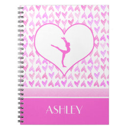 Mit Monogramm Gymnastik-Rosawatercolor-Herzen Notizblock