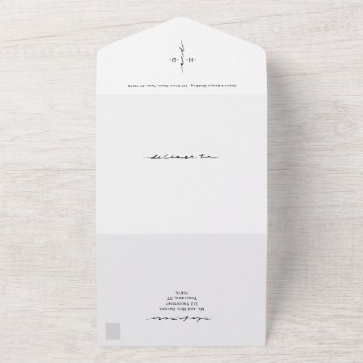 Mit Monogramm Hand Letter Chic Cross All In One Einladung (Außenbereich)