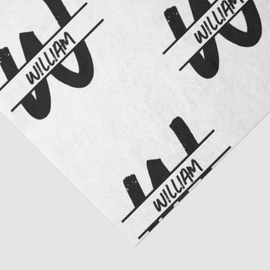 Mit Monogramm handgeschriebener Schwarz-Weiß-Name Seidenpapier (Ausschnitt)
