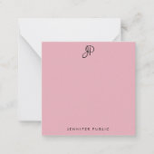 Mit Monogramm Handschrift in Rosa und Grün Mitteilungskarte (Vorderseite)