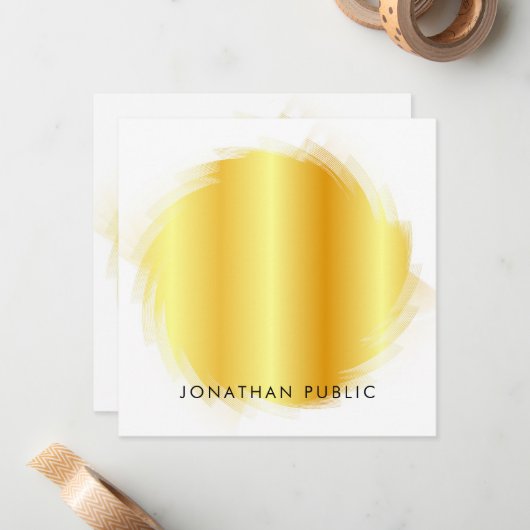 Mit Monogramm Handskript Elegante Imitate Goldvorl Mitteilungskarte (Vorderseite/Rückseite Beispiel)