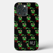 Mit Monogramm Happy Bookworm Black Case-Mate iPhone Hülle (Rückseite)