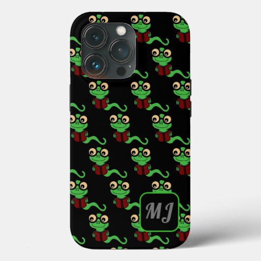 Mit Monogramm Happy Bookworm Black Case-Mate iPhone Hülle (Rückseite)