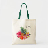 Mit Monogramm hawaiianische Blume Ananas Design Ba Tragetasche (Vorne)