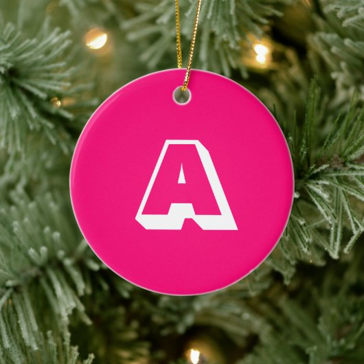 Mit Monogramm, heißrosa Fuchsimus Keramik Ornament (Baum)