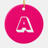 Mit Monogramm, heißrosa Fuchsimus Keramik Ornament (Vorne)