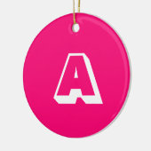 Mit Monogramm, heißrosa Fuchsimus Keramik Ornament (Links)