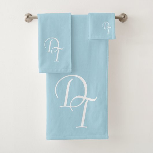 Mit Monogramm - hellblau Badhandtuch Set (Insitu)