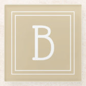 Mit Monogramm-hellbraun-neutrale und weiße Initial Glasuntersetzer (Vorderseite)