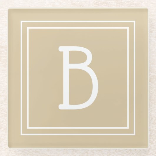 Mit Monogramm-hellbraun-neutrale und weiße Initial Glasuntersetzer (Vorderseite)