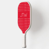 Mit Monogramm, helle Rot- und Weißpunkte Pickleball Schläger (Links)