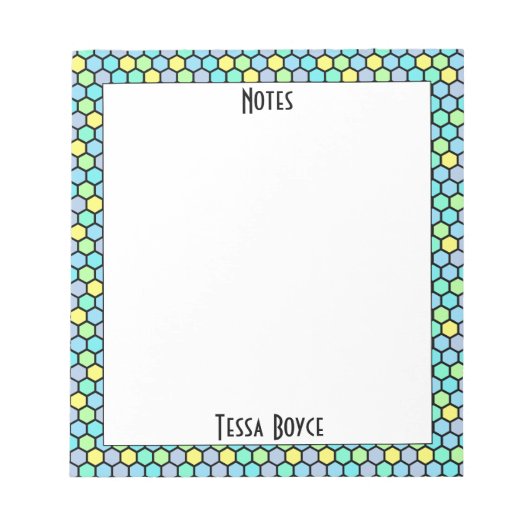 Mit Monogramm, helles Neonfarbenmuster Modernität Notizblock (Vorderseite)