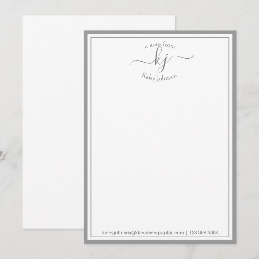 Mit Monogramm hellgrau vom Schreibtisch der Karte (Vorne/Hinten)