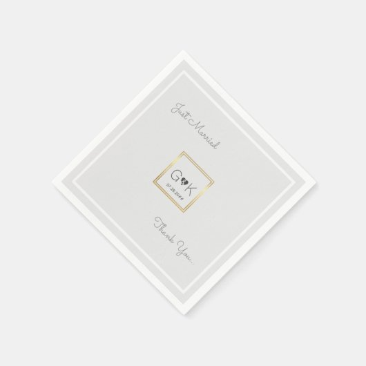 mit Monogramm hellgraue Hochzeit Serviette (Ecke)