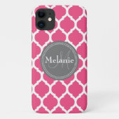 Mit Monogramm, hellrosa und graue Quatrefolie Case-Mate iPhone Hülle (Rückseite)