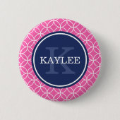Mit Monogramm, hellrosa Zirkel Petal Muster Button (Vorderseite)