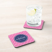 Mit Monogramm, hellrosa Zirkel Petal Muster Untersetzer (Rechte Seite)