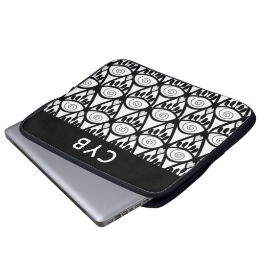 Mit Monogramm Henna Muster Elektronik-Bag Laptopschutzhülle (Vorne Knopf)