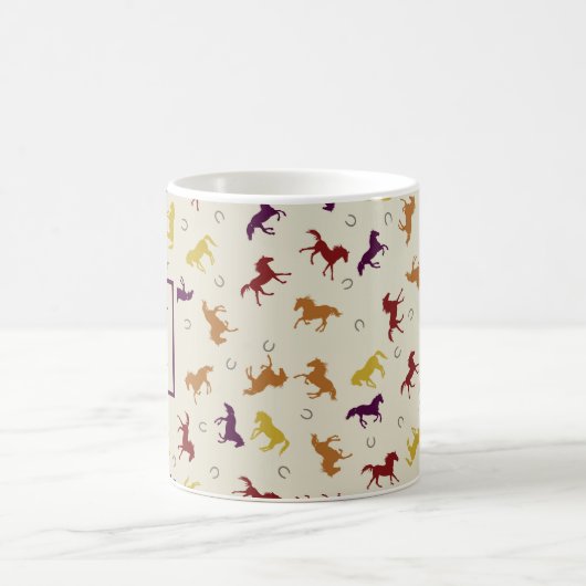 Mit Monogramm Herbst-Herbstlaub Pferdemuster Kaffeetasse (Mittel)