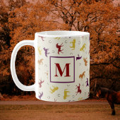 Mit Monogramm Herbst-Herbstlaub Pferdemuster Kaffeetasse