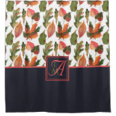 Mit Monogramm Herbstbelästigung Blauer Orangenfall Duschvorhang (Vorderseite)